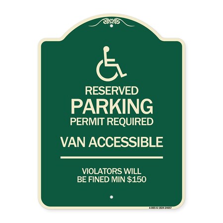 Signmission Connecticut Reserved Parking Permit Required Van Accessible Violators Will Be Fined M, G-1824-24657 A-DES-G-1824-24657